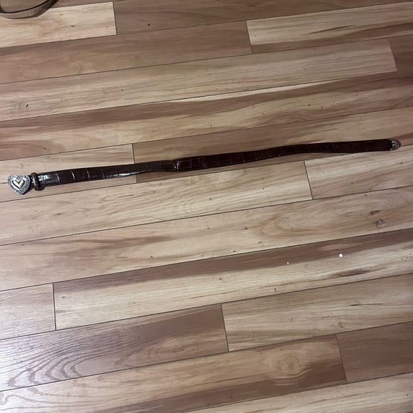 Brighton Brown Croc-Embossed Leather Belt with Silver Heart Buckle - Picture 7 of 7